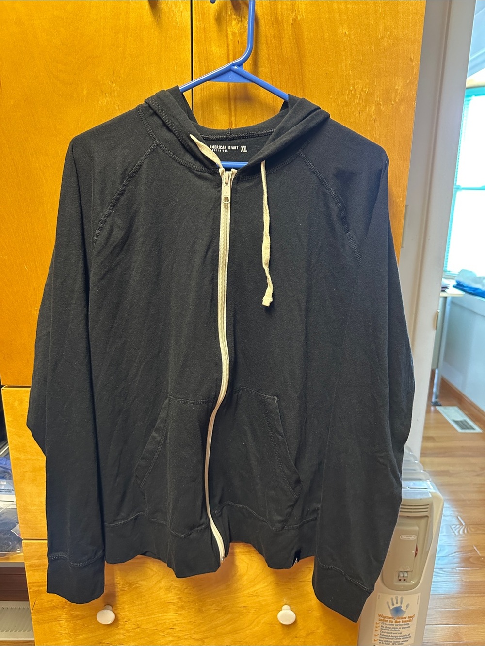 NWOT American Giant Women’s Lightweight Black Full Zip Hoodie Size XL